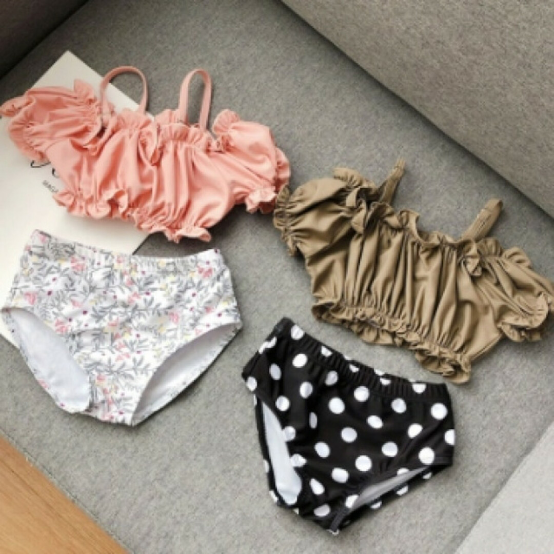 オフショル　スイムウェア　セパレート　ピンク　１１０　子供用　海　プール　水着　 キッズ/ベビー/マタニティのキッズ服女の子用(90cm~)(水着)の商品写真