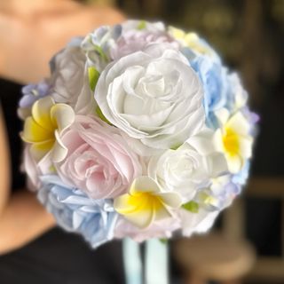 パステル可愛い×プルメリアラウンドブーケ☆ブートニア
