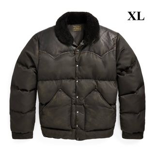 24FW 新品 RRL シアリングカラー レザーヨーク ジャケット ダウン XL
