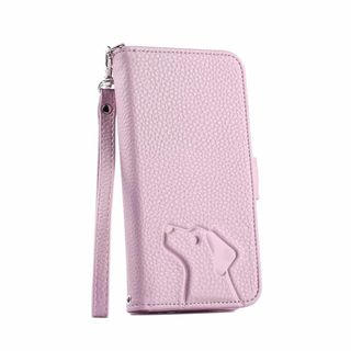 【カバー】アイフォン15 カバー 手帳型 ストラップ ミラー付き ワンちゃんのシ