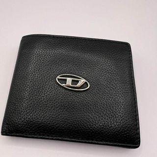 DIESEL 二つ折り財布　レザー　ブラック　X08844 Dロゴ　財布　革　黒