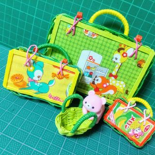 【ハンドメイド】ミニチュア　バスケット　君のことここで待ってるよ　5点セット