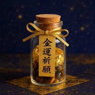 【金運祈願瓶】タイガーアイ×金箔風×金運祈願