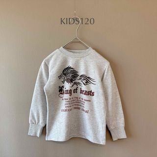 KIDS120　ライトグレー　長袖トレーナー　カジュアルスウェットトップス男の子