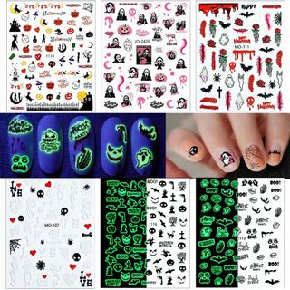 【特価商品】Chisafly ネイルシール ハロウィン 夜光 蓄光 パンプキン (ネイルケア)
