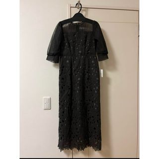 今期新品　petirobe 花柄カットワークレースワンピース フォーマル ロング