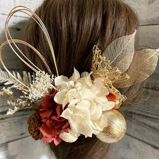 髪飾りドライフラワー和装＊袴ヘアピン卒業式結婚式成人式＊ヘアパーツ花飾り和玉水引(ヘアピン)
