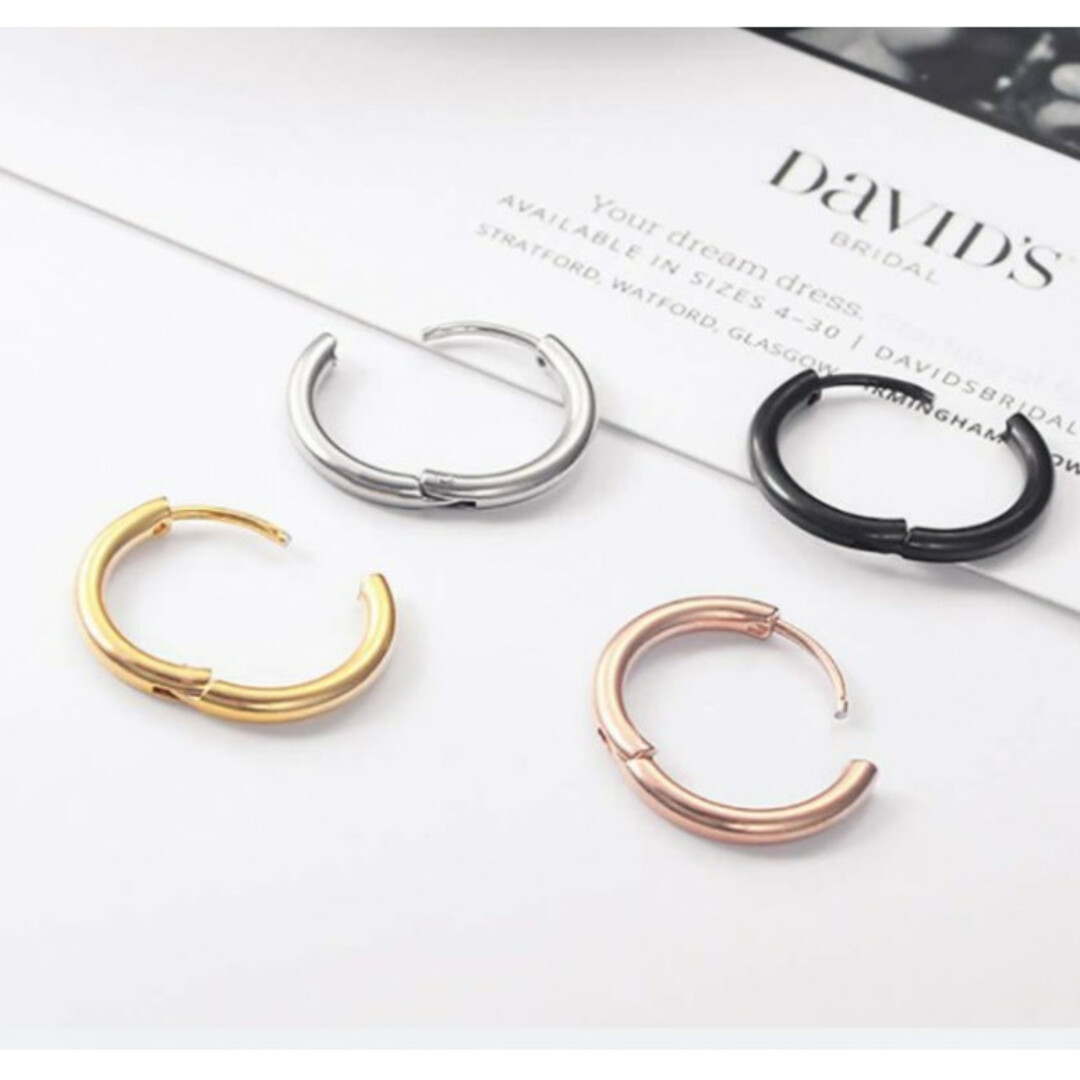 フープ ピアス 14mm 2個 ピンクゴールドリング ステンレス レディース レディースのアクセサリー(ピアス)の商品写真