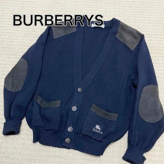 バーバリーズ 長袖 カーディガン エルボーパッチ ショルダーパッチ ネイビー