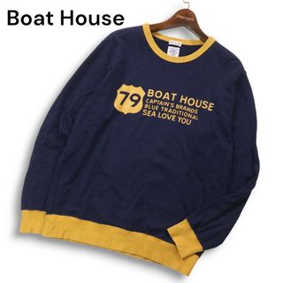 Boat House ボートハウス 通年 ロゴ プリント★ スウェット トレーナー Sz.3 メンズ 日本製 ネイビー