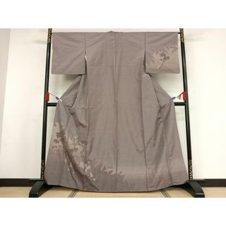 平和屋着物●訪問着　紬地　枝花文　金糸　まるやま扱い　正絹　逸品　未使用　AAAX0315np(着物)