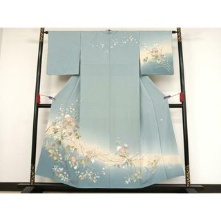 平和屋着物●訪問着　友禅　作家物　枝花文　暈し染め　正絹　逸品　AAAX0317np(着物)