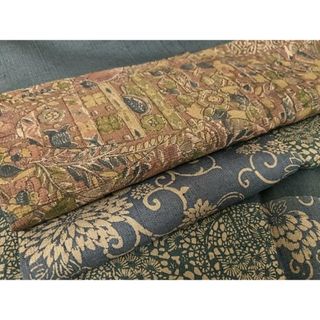 平和屋着物●本藍　伝統工芸士　七代目　吉澤与市　小紋　紬地　絞り　型染め　花唐草文　正絹　逸品　AAAX0253np(着物)