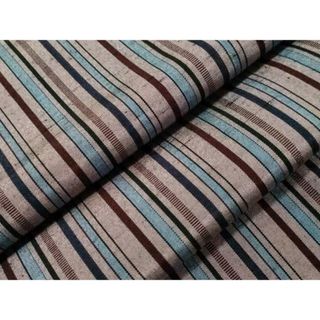 平和屋着物▽上質な紬　単衣　縞　正絹　逸品　CAAV3774dy(着物)
