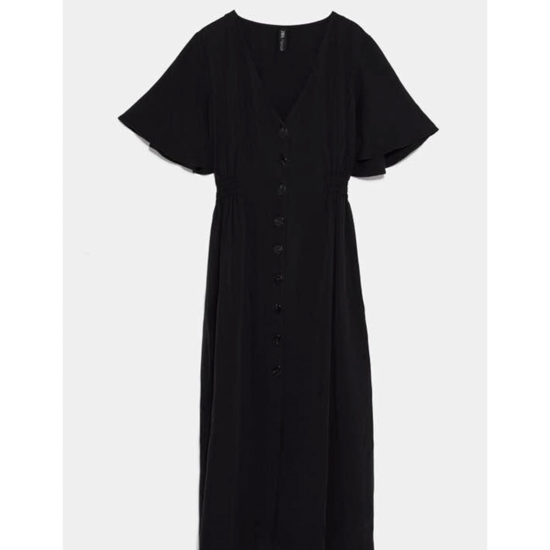 ZARA(ザラ)のZARA フロントボタン付きリネンワンピース レディースのワンピース(ロングワンピース/マキシワンピース)の商品写真