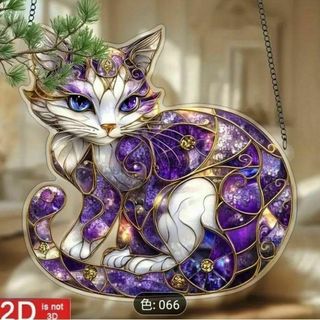 【新品】アクリル サンキャッチャー ステンドグラス風 インテリア 雑貨 美人ネコ