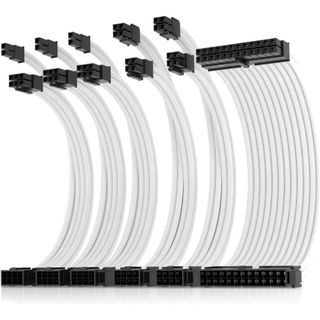 【特価商品】AsiaHorse PC電源延長スリーブケーブル 白 [16AWG高(PC周辺機器)