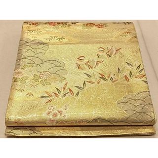 平和屋着物◎佐賀錦　六通柄袋帯　花鳥文　金糸　正絹　逸品　CAAT9106qv(帯)