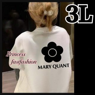 マリークヮント(MARY QUANT)の【3L／ホワイト】MARY QUANT 前ロゴなしコットン100% 半袖Tシャツ(Tシャツ(半袖/袖なし))