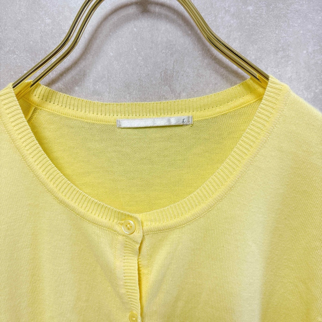 UNIQLO(ユニクロ)の【UNIQLO】 ユニクロ （L） UVカットクルーネックカーディガン イエロー レディースのトップス(カーディガン)の商品写真