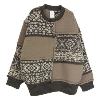 ネーム Name. 20AW NMKN-20AW-001 ノルディック パッチ ワーク ウール ニット ブラウン系 1【中古】(ニット/セーター)
