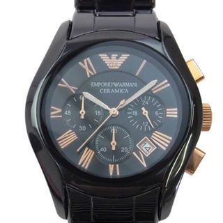 エンポリオアルマーニ(EMPORIO ARMANI)のEmporio Armani エンポリオ・アルマーニ AR1410 ブラックダイヤル ローズゴールド ウォッチ クォーツ 腕時計 ブラック系【中古】(腕時計(アナログ))