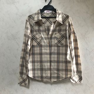 COLZA - チェックシャツ ネルシャツ おじ風 茶色　ベージュ　値下げ中