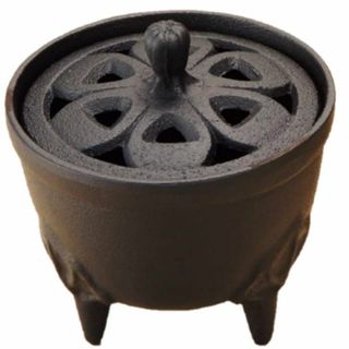 岩鋳(Iwachu) 香炉 花びら 黒 本体サイズ(cm):Φ8.5×H9 南部(その他)