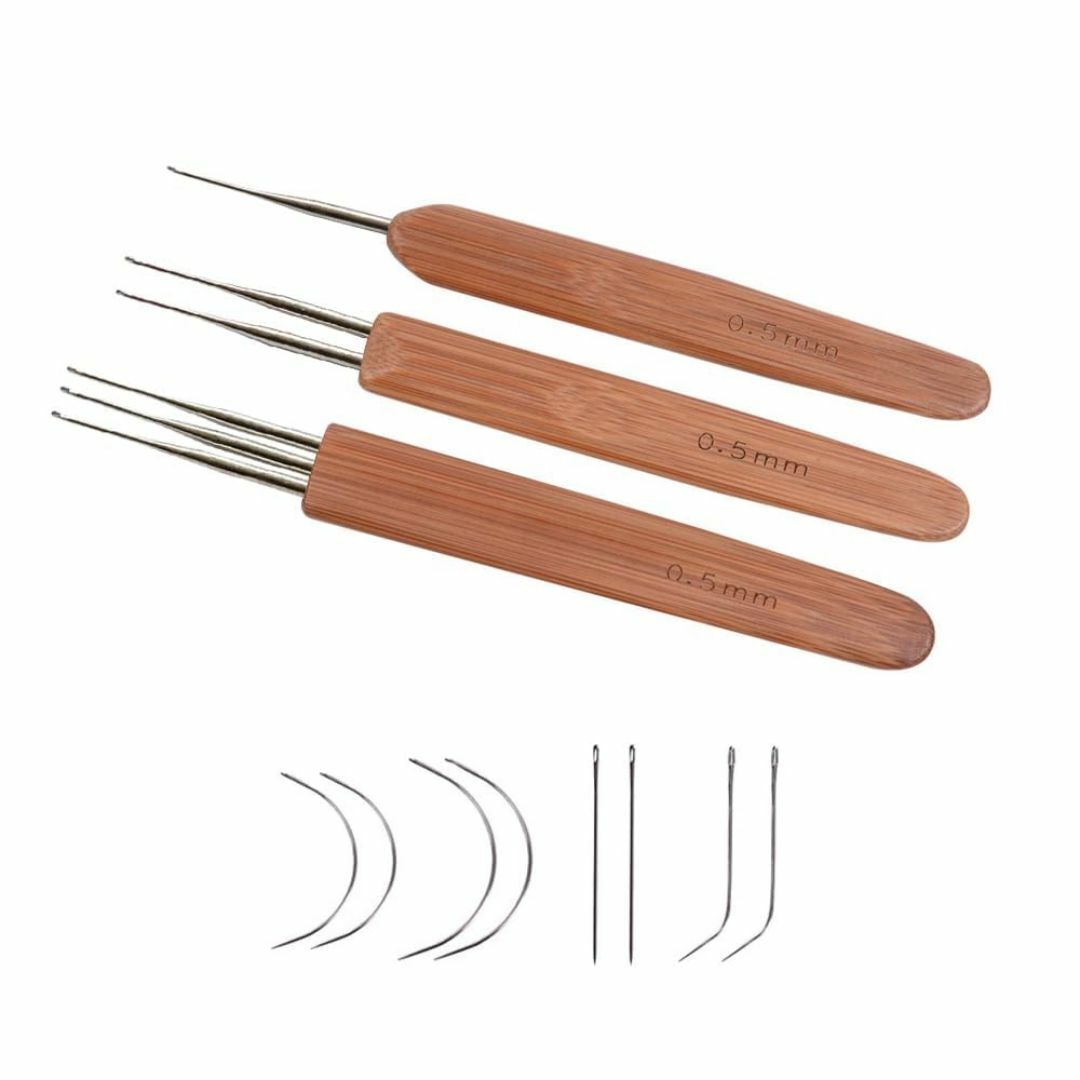 3個セット 髪の毛用ドレッドロックかぎ針 ドレッドロック針 0.5mm（1フック ハンドメイドの素材/材料(生地/糸)の商品写真