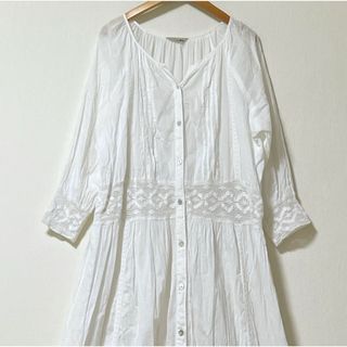 SM2 キーネックカラーにピンタックデザインのひらひら切替ロングフレアワンピース