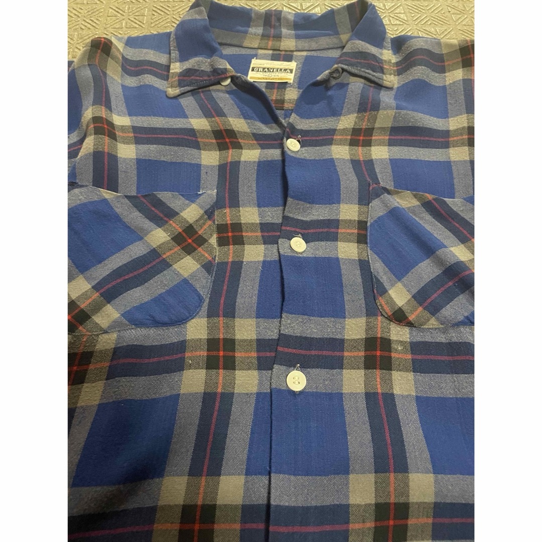 VINTAGE(ヴィンテージ)の60s GRANELLA Ombre plaid rayon 青ベース　オンブレ メンズのトップス(シャツ)の商品写真