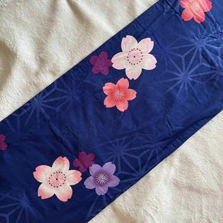 シマムラ(しまむら)の浴衣 紺色 青 桜 麻の葉 しまむら ゆかた(浴衣)