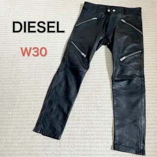 DIESEL - ディーゼル 本革 羊革 厚手 黒 レザーパンツ