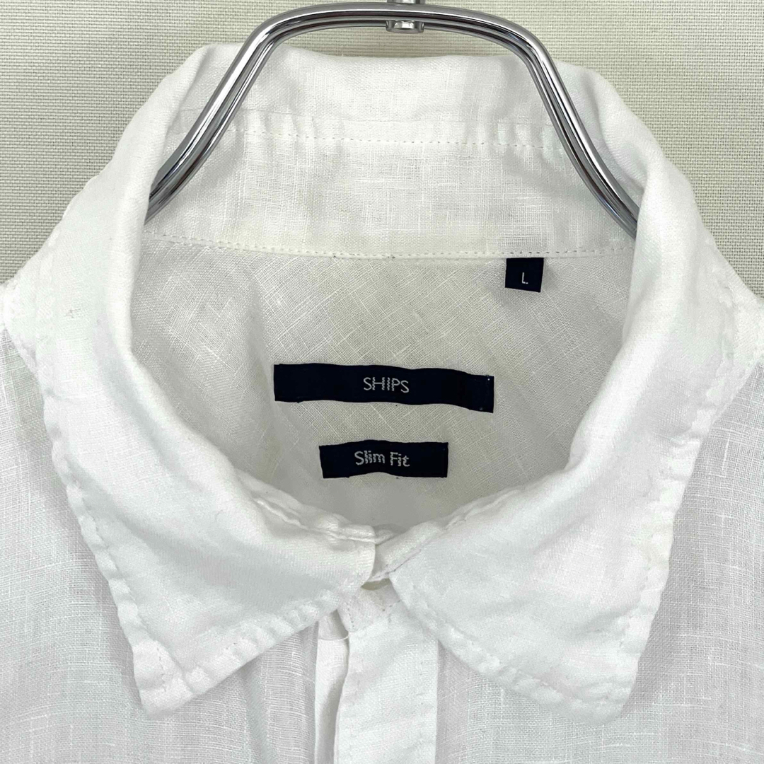 SHIPS(シップス)のシップス★リネンシャツ/麻の白シャツ★SHIPS★スリムフィット★メンズL メンズのトップス(シャツ)の商品写真