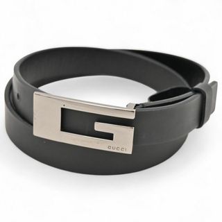 グッチ(GUCCI)のグッチ スリムベルト レザー ブラック メタリックグレーAランクgu1710ta(ベルト)
