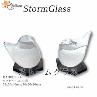 ストームグラス アクロクリスタ ウッドベース ダークブラウン 鳥A/B型セット