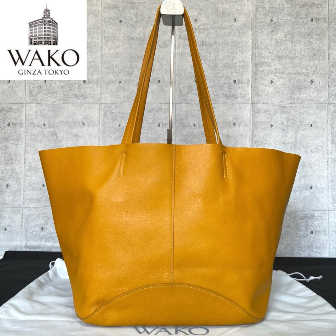 【美品】WAKO×MANACO ミディアム イエロー 現行品 A4 トートバッグ レディースのバッグ(ハンドバッグ)の商品写真