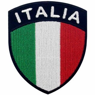 【材質タイプ:りアイロン貼り付け/縫】盾形イタリア国旗刺繍入りアイロン貼り付け/