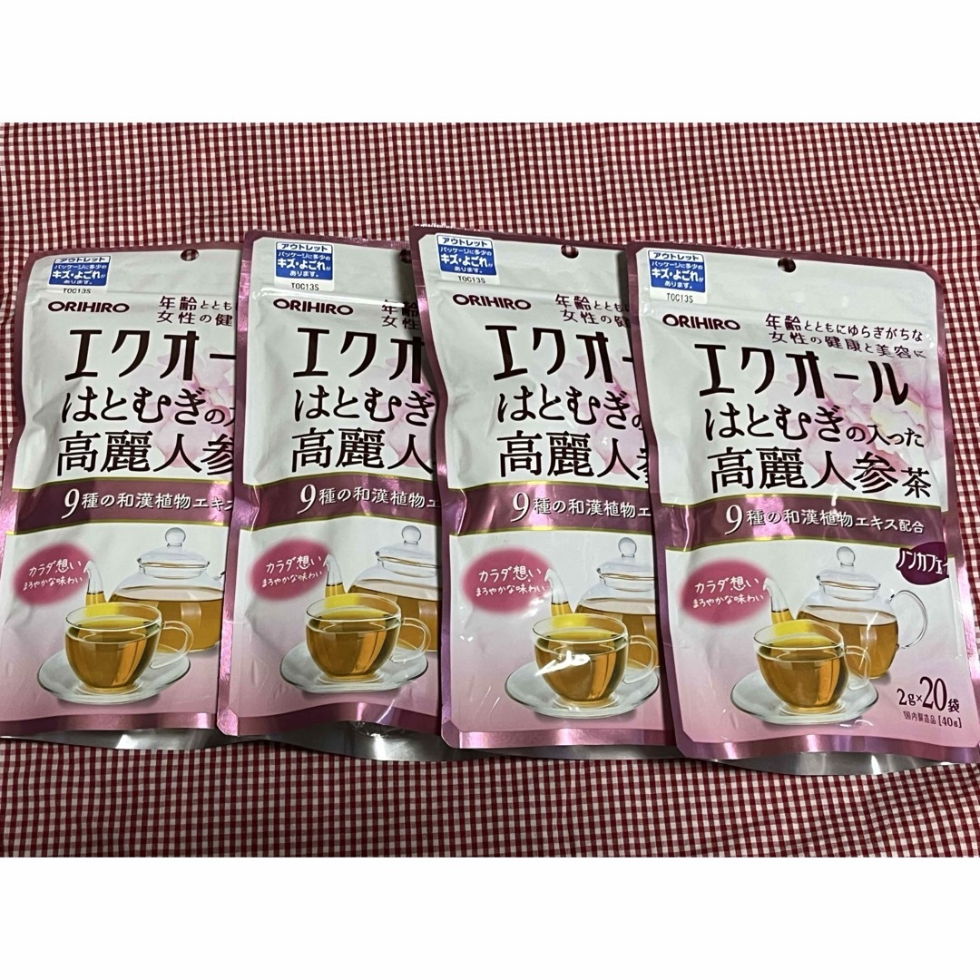 オリヒロ エクオール はとむぎの入った高麗人参茶 4袋 食品/飲料/酒の健康食品(健康茶)の商品写真