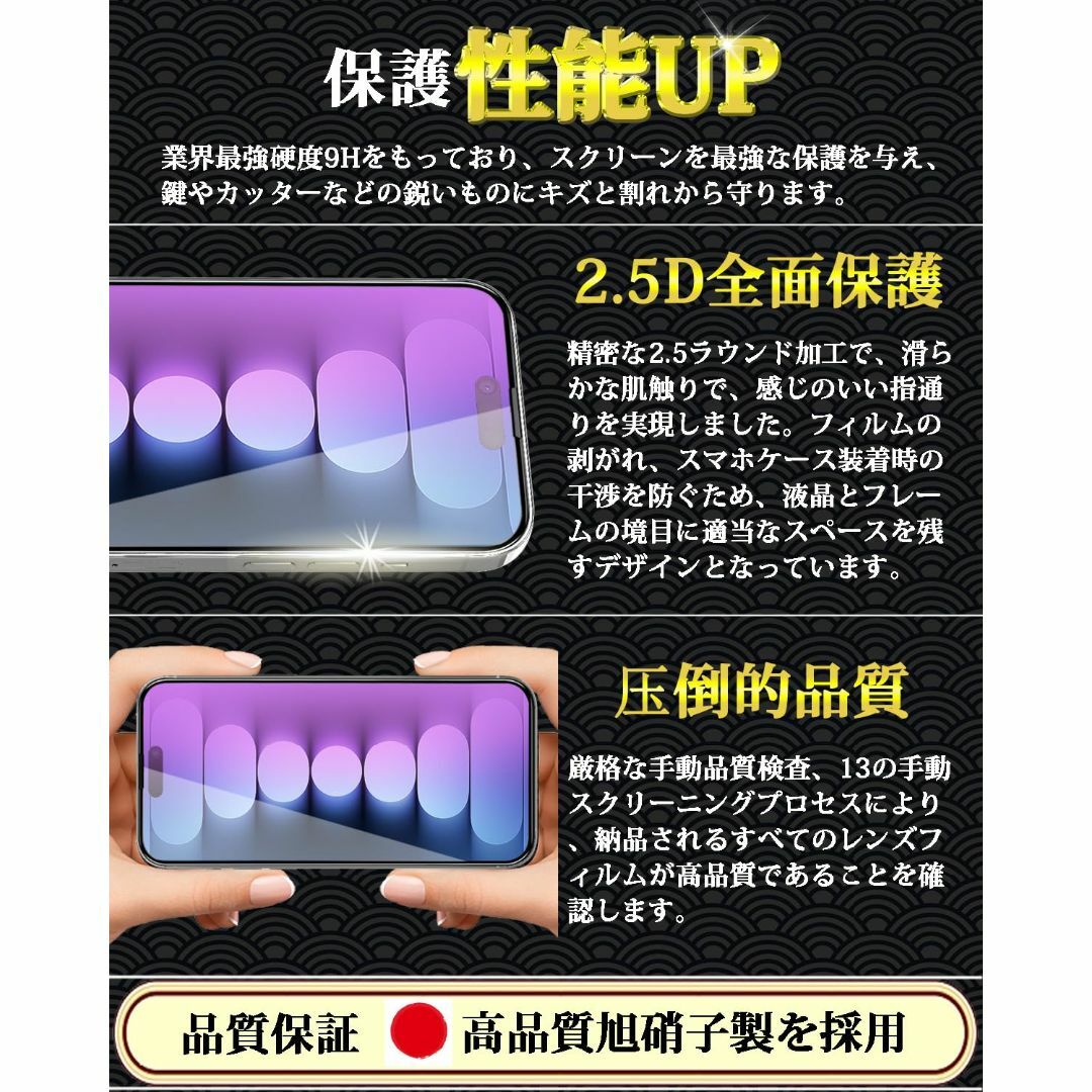【カバー】iPhone15 ブルーライトカット ガラスフィルム iPhone15 スマホ/家電/カメラのスマホアクセサリー(その他)の商品写真