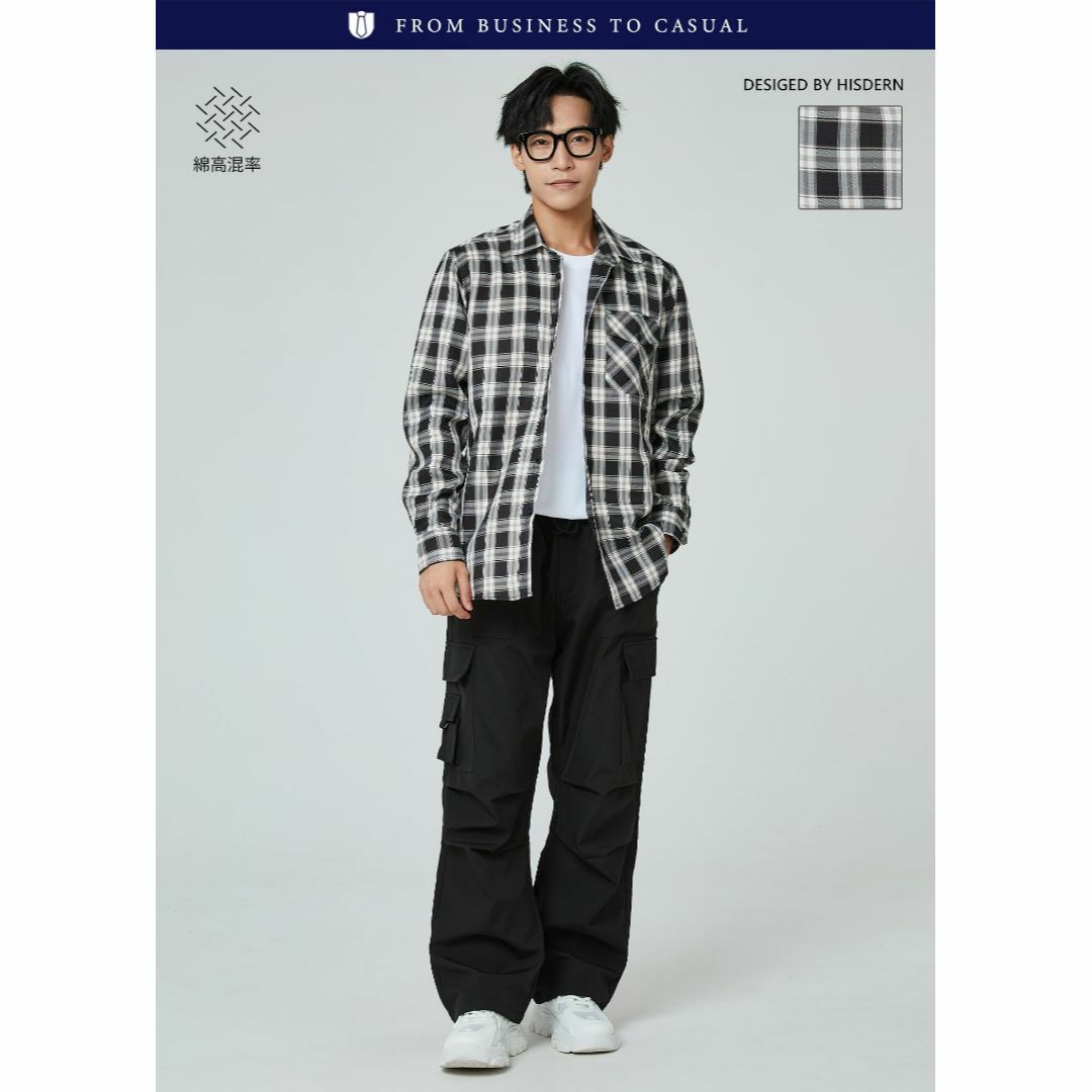 【新着商品】[HISDERN] 288C「綿高混率」ゆったり 薄手 メンズ チェ メンズのファッション小物(その他)の商品写真