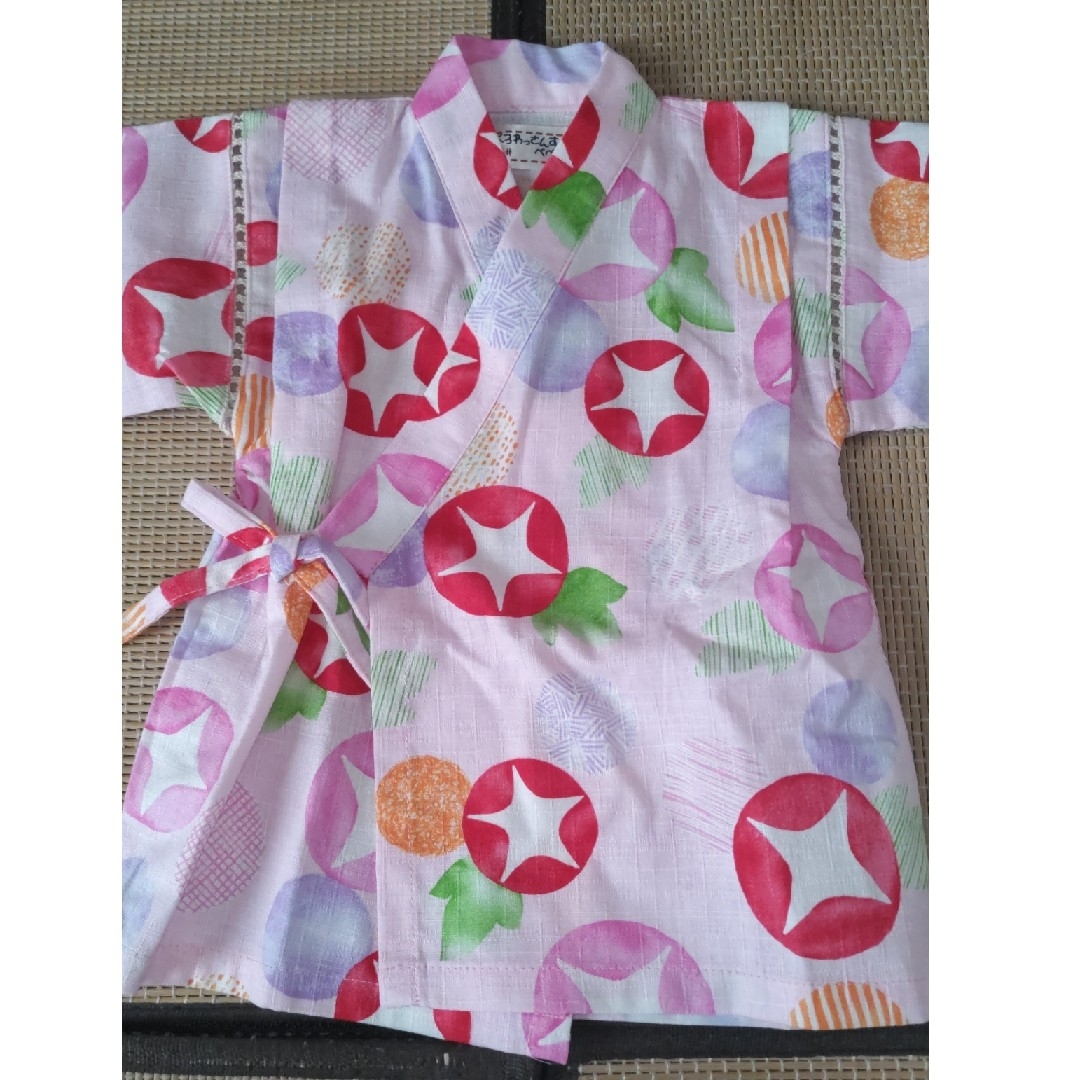 新品　浴衣　甚平 ロンパース　花柄 　朝顔　あさがお お祭り じんべい 女の子 キッズ/ベビー/マタニティのベビー服(~85cm)(甚平/浴衣)の商品写真