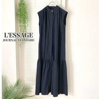 JOURNAL STANDARD - 【2023SS】L'ESSAGE TCタイプライターノースリーブワンピース 紺