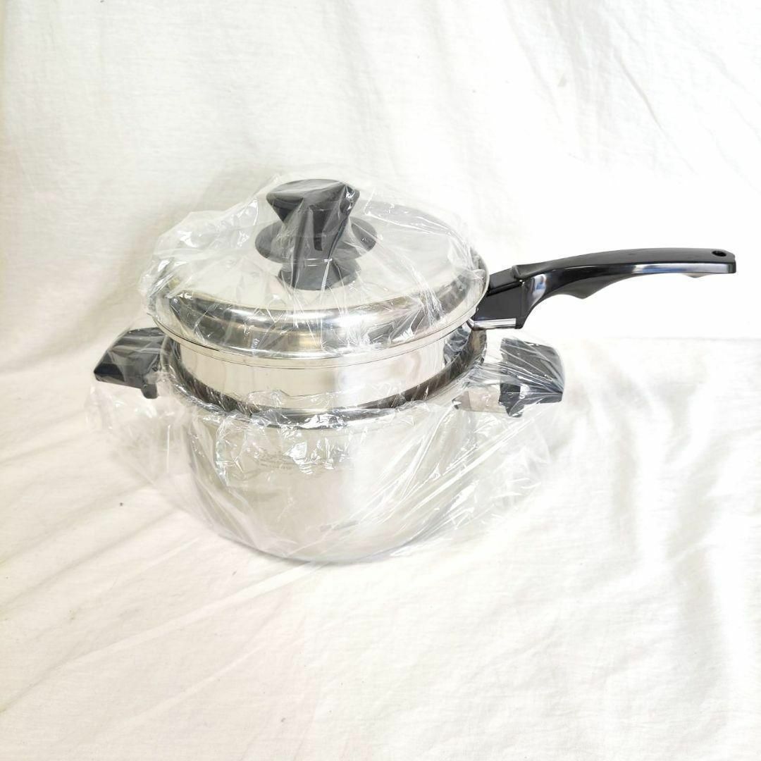 新品 IH対応　ロイヤルクイーン 4QT　蓋付き　スチーマー付き@ インテリア/住まい/日用品のキッチン/食器(その他)の商品写真