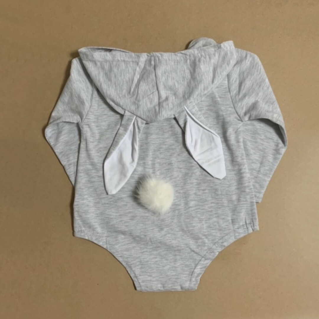 新品❤️子供90 ベビー baby うさぎ ロンパース グレー 着ぐるみ 美品 キッズ/ベビー/マタニティのベビー服(~85cm)(ロンパース)の商品写真