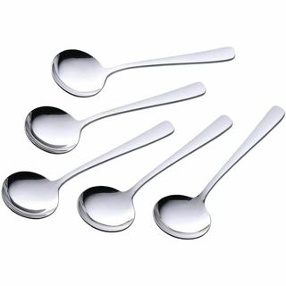 下村企販 スプーン スープスプーン 5本組 【日本製】 食洗機対応 指紋が目立ち(テーブル用品)