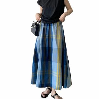【新着商品】[1/2style] レディース スカート ロング フレア チェック