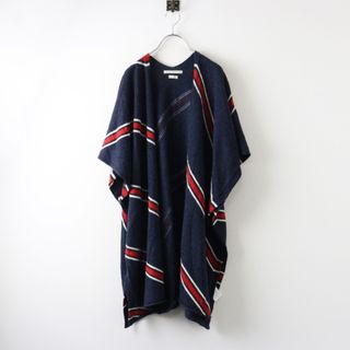 クイーンアンドベル QUEENE AND BELLE カシミヤポンチョストール/ネイビー ショール ニット ライン スコットランド製【2400014525106】(ポンチョ)