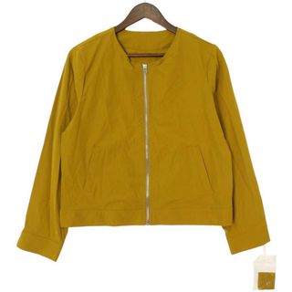 未使用★ FOUR SEASONS フォーシーズンズ 通年 ストレッチ ノーカラー ジャケット ブルゾン Sz.M～L レディース(ノーカラージャケット)