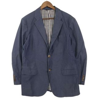 Papas パパス 通年 ストレッチ★ 裏地チェック テーラード ジャケット ブレザー Sz.M メンズ ネイビー(その他)